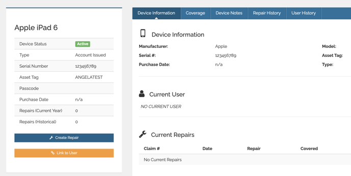 Create Repair from Device Profile