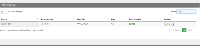 Enter Serial Number - Search